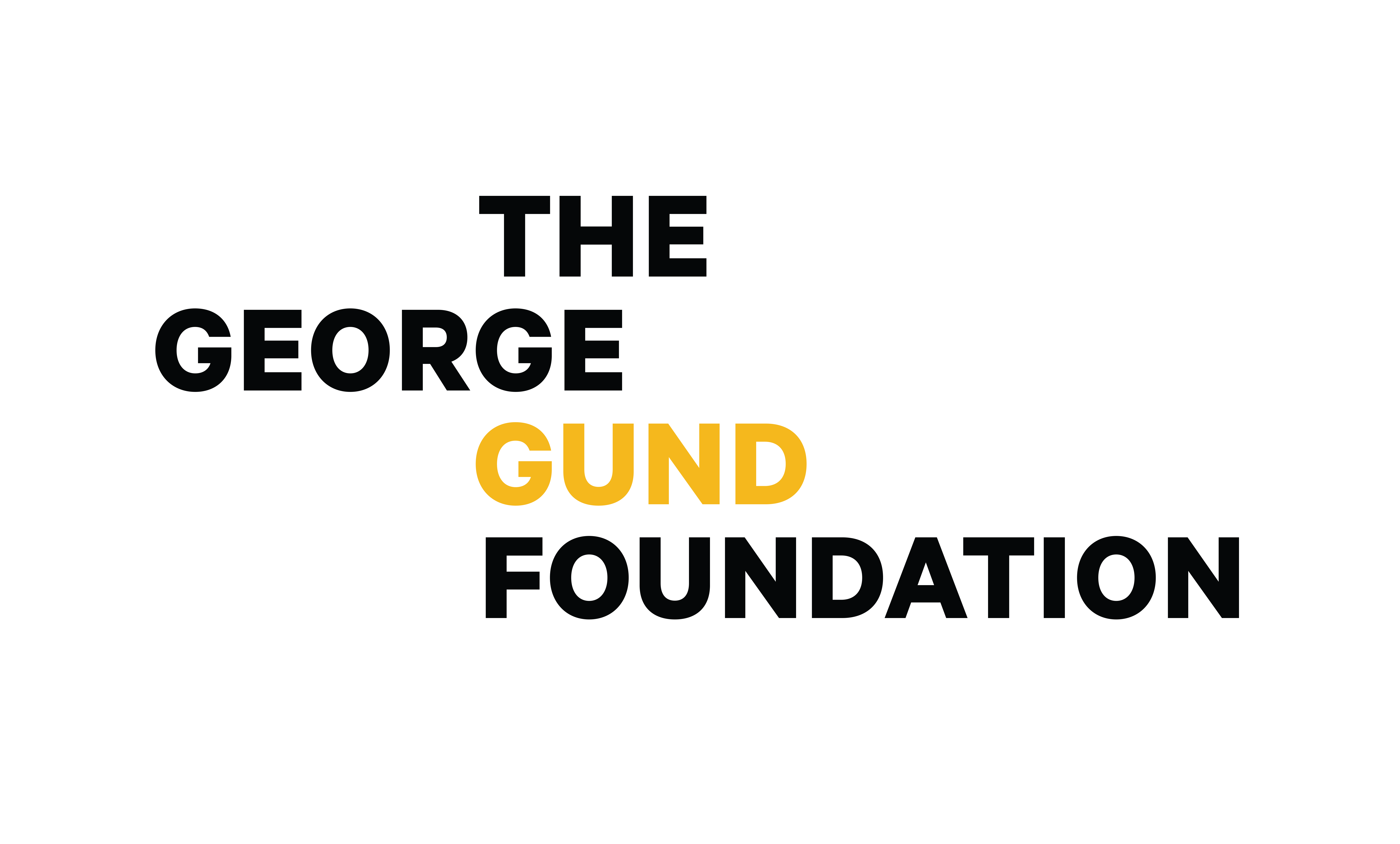 Looped animation showing The George Gund Foundation logo design in its brand palette of four colors
